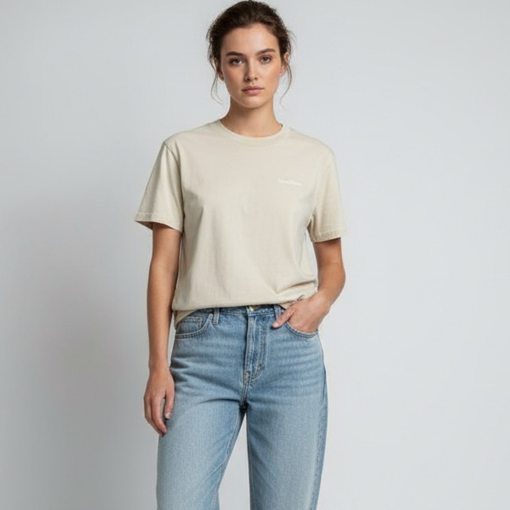 MATE The Label Organic Cotton Heavyweight T- Shirt Bone Dress Clean Size Small - Picture 1 of 8